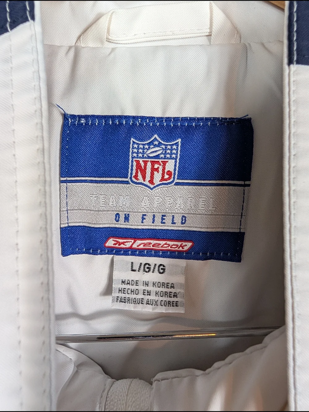 Reebok NFL Dallas Cowboys Sweatshirt Full Zip Jacket Mens Size Large White